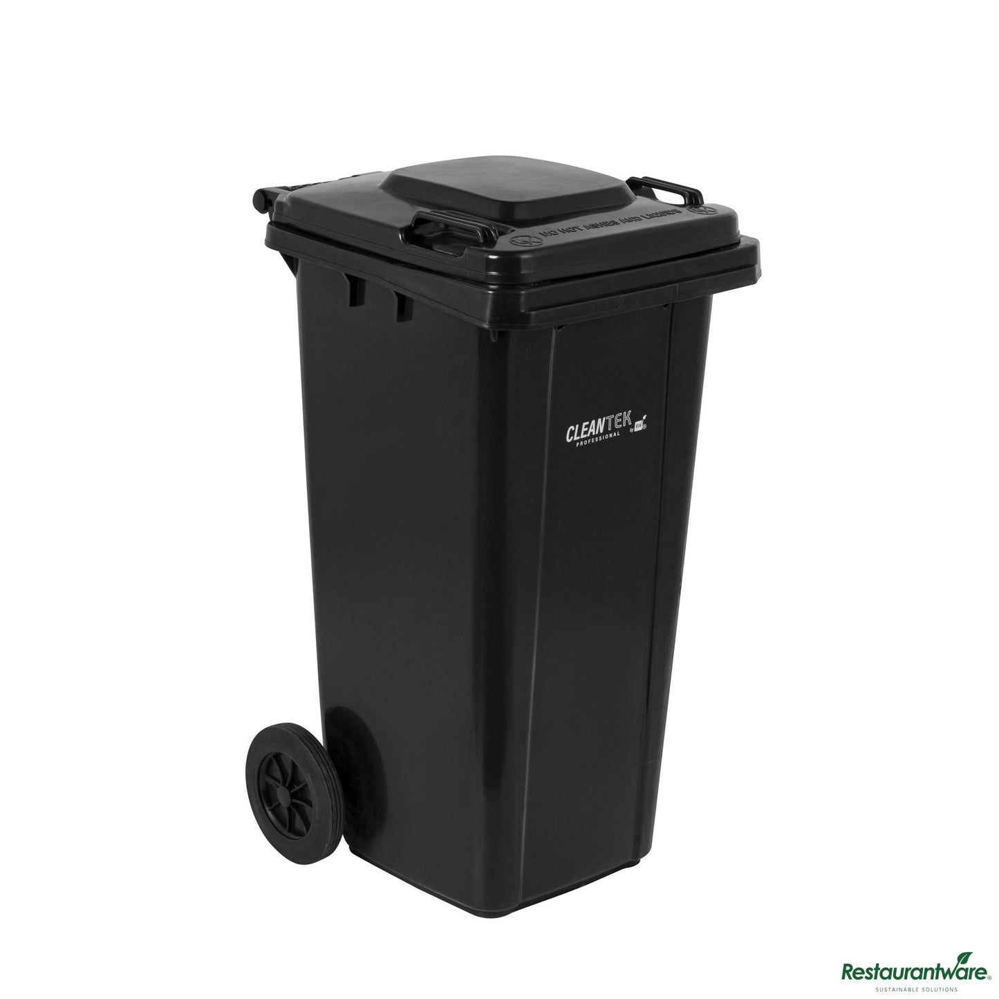 Wholesale Restaurantware 32 Gal Rectangle Black Plastic Wheeled Trash Can - with Lid - 22.4" X 18.9" X 37.4"- Bulk