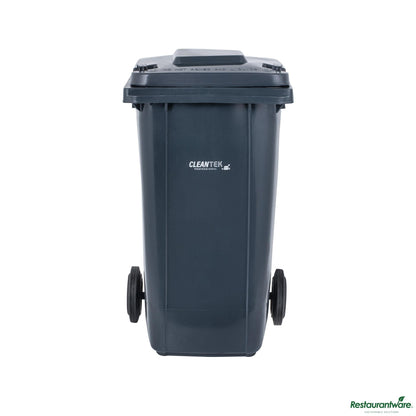 Wholesale Restaurantware 32 Gal Rectangle Gray Plastic Wheeled Trash Can - with Lid - 22.4" X 18.9" X 37.4"- Bulk