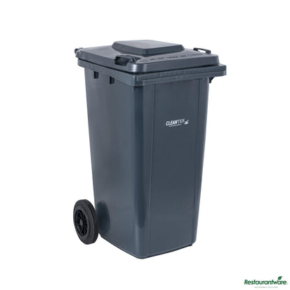 Wholesale Restaurantware 32 Gal Rectangle Gray Plastic Wheeled Trash Can - with Lid - 22.4" X 18.9" X 37.4"- Bulk