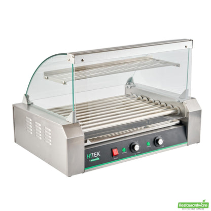 Wholesale Restaurantware Hi Tek Hot Dog Roller Grill Warmer - Fits 24 and 4 Buns, Curved Glass, Sneeze Guard - 1 Count Box- Bulk