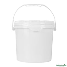 Wholesale Restaurantware 3.5 Gal Round White Plastic Screw Top Pail - Un Rated - 11.3" X 11.3" X 11.5"- Bulk