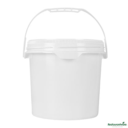 Wholesale Restaurantware 3.5 Gal Round White Plastic Screw Top Pail - Un Rated - 11.3" X 11.3" X 11.5"- Bulk
