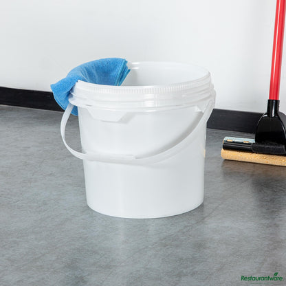 Wholesale Restaurantware 3.5 Gal Round White Plastic Screw Top Pail - Un Rated - 11.3" X 11.3" X 11.5"- Bulk