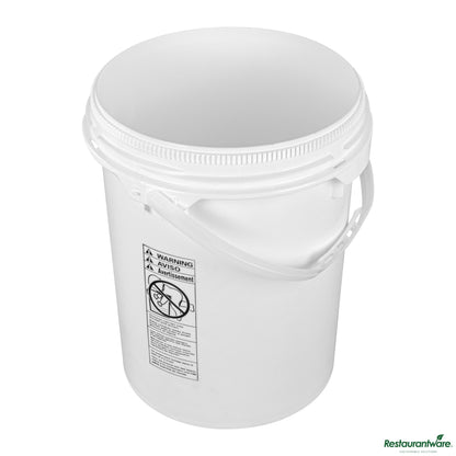 Wholesale Restaurantware 5 Gal Round White Plastic Screw Top Pail - Un Rated - 11.3" X 11.3" X 15.3"- Bulk