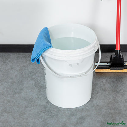 Wholesale Restaurantware 5 Gal Round White Plastic Screw Top Pail - Un Rated - 11.3" X 11.3" X 15.3"- Bulk