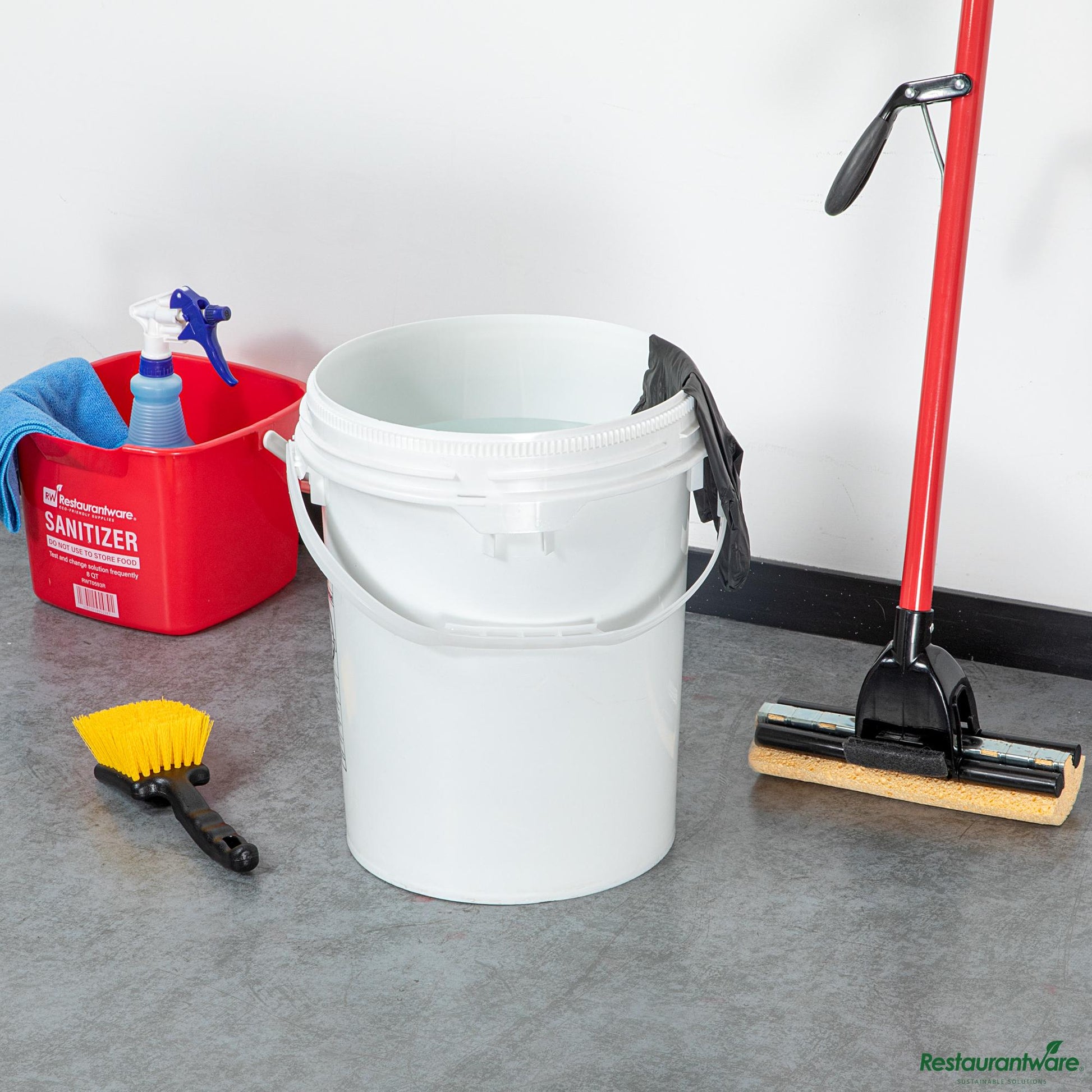 Wholesale Restaurantware 5 Gal Round White Plastic Screw Top Pail - Un Rated - 11.3" X 11.3" X 15.3"- Bulk