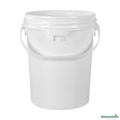 Wholesale Restaurantware 5 Gal Round White Plastic Screw Top Pail - Un Rated - 11.3" X 11.3" X 15.3"- Bulk