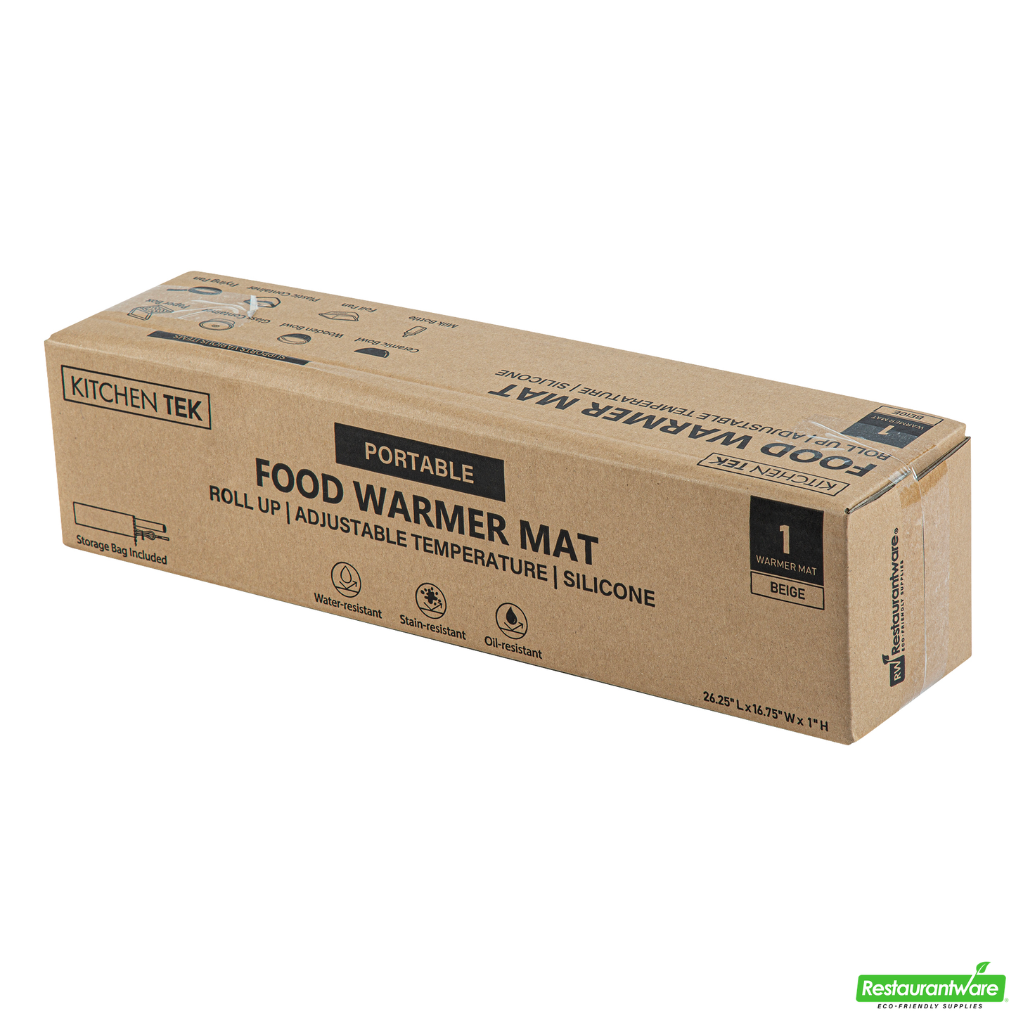 Wholesale Restaurantware Kitchen Tek Beige Silicone Food Warmer Mat - 120v, Adjustable Temperature, Roll up - 26 1/4" X 16 3/4" X 1" - 1 Count Box- Bulk