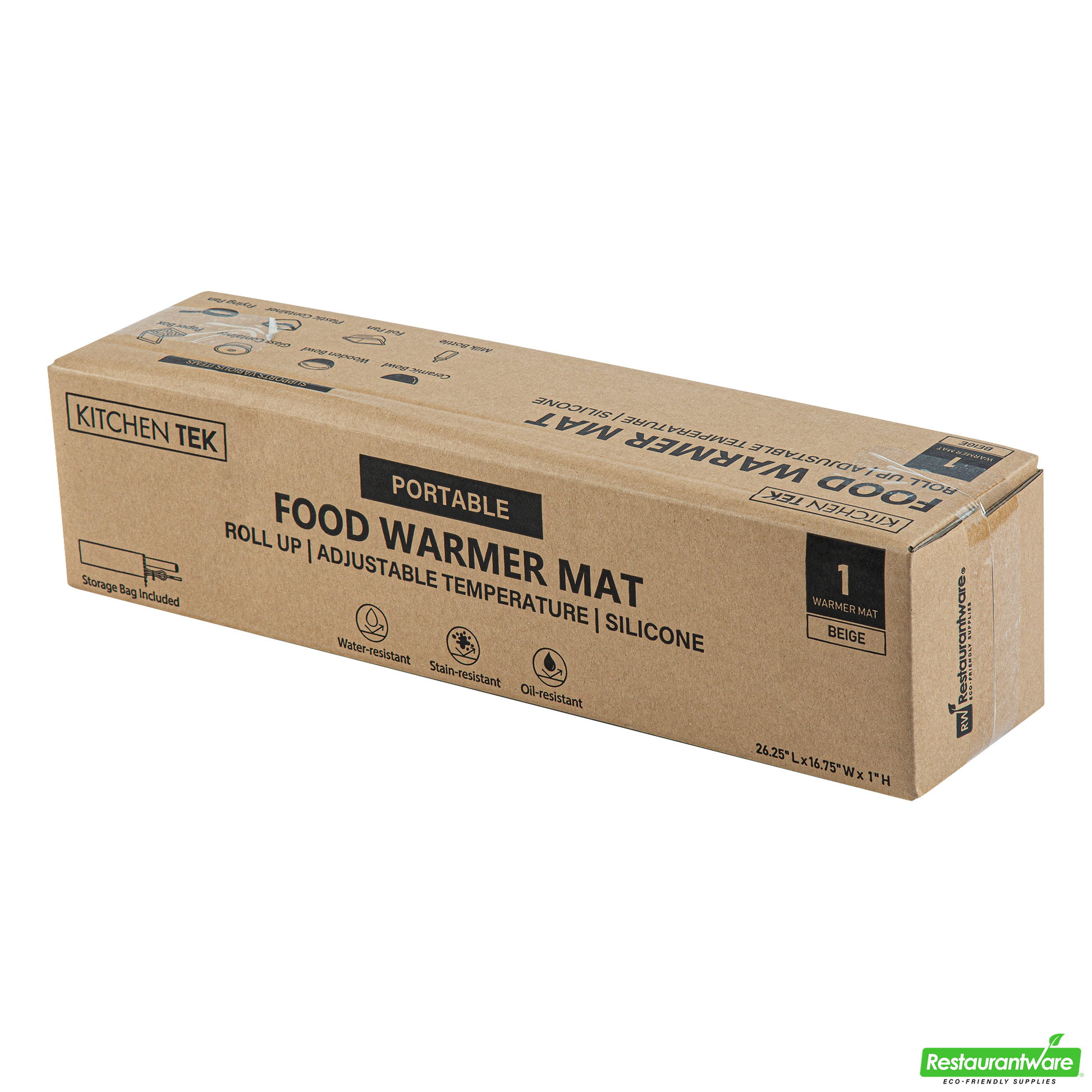 Wholesale Restaurantware Kitchen Tek Beige Silicone Food Warmer Mat - 120v, Adjustable Temperature, Roll up - 26 1/4" X 16 3/4" X 1" - 1 Count Box- Bulk