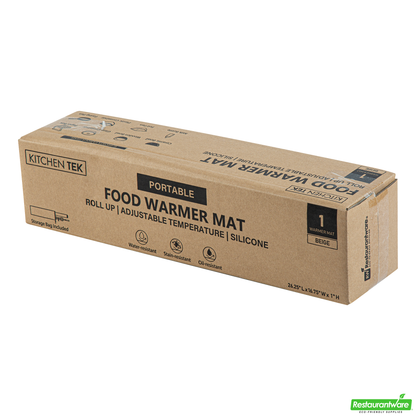 Wholesale Restaurantware Kitchen Tek Beige Silicone Food Warmer Mat - 120v, Adjustable Temperature, Roll up - 26 1/4" X 16 3/4" X 1" - 1 Count Box- Bulk