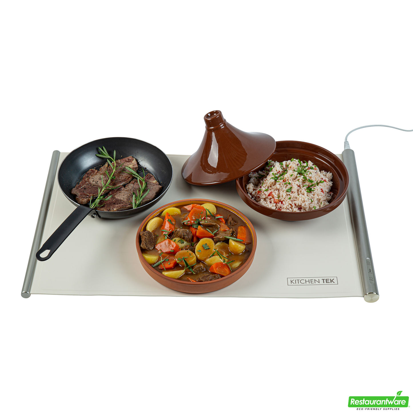 Wholesale Restaurantware Kitchen Tek Beige Silicone Food Warmer Mat - 120v, Adjustable Temperature, Roll up - 26 1/4" X 16 3/4" X 1" - 1 Count Box- Bulk