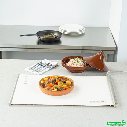 Wholesale Restaurantware Kitchen Tek Beige Silicone Food Warmer Mat - 120v, Adjustable Temperature, Roll up - 26 1/4" X 16 3/4" X 1" - 1 Count Box- Bulk