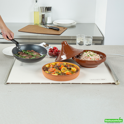 Wholesale Restaurantware Kitchen Tek Beige Silicone Food Warmer Mat - 120v, Adjustable Temperature, Roll up - 26 1/4" X 16 3/4" X 1" - 1 Count Box- Bulk