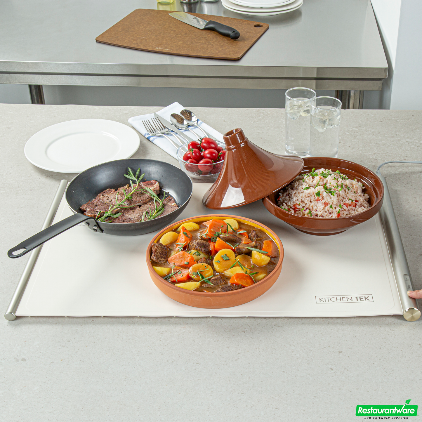 Wholesale Restaurantware Kitchen Tek Beige Silicone Food Warmer Mat - 120v, Adjustable Temperature, Roll up - 26 1/4" X 16 3/4" X 1" - 1 Count Box- Bulk