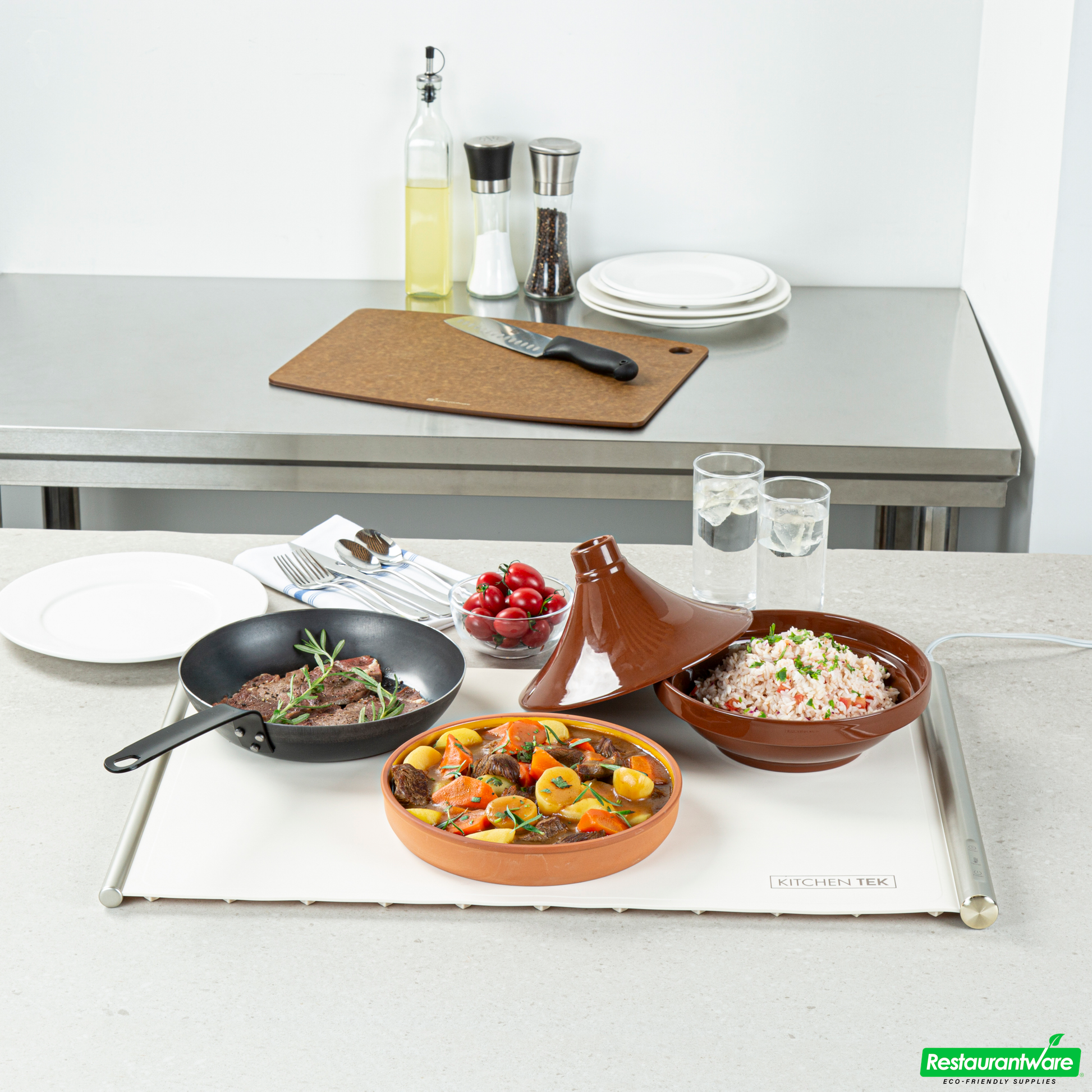Wholesale Restaurantware Kitchen Tek Beige Silicone Food Warmer Mat - 120v, Adjustable Temperature, Roll up - 26 1/4" X 16 3/4" X 1" - 1 Count Box- Bulk