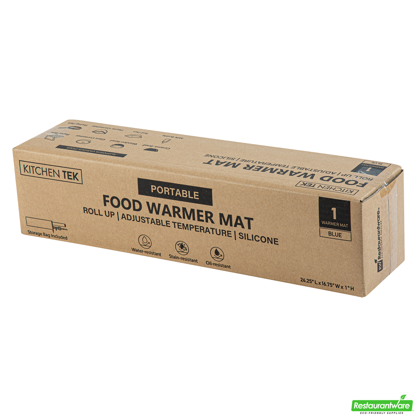 Wholesale Restaurantware Kitchen Tek Dark Blue Silicone Food Warmer Mat - 120v, Adjustable Temperature, Roll up - 26 1/4" X 16 3/4" X 1" - 1 Count Box- Bulk