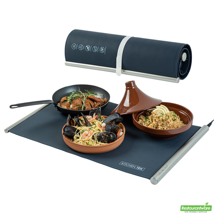 Wholesale Restaurantware Kitchen Tek Dark Blue Silicone Food Warmer Mat - 120v, Adjustable Temperature, Roll up - 26 1/4" X 16 3/4" X 1" - 1 Count Box- Bulk