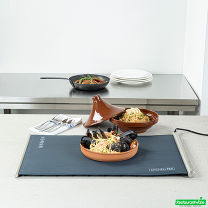 Wholesale Restaurantware Kitchen Tek Dark Blue Silicone Food Warmer Mat - 120v, Adjustable Temperature, Roll up - 26 1/4" X 16 3/4" X 1" - 1 Count Box- Bulk