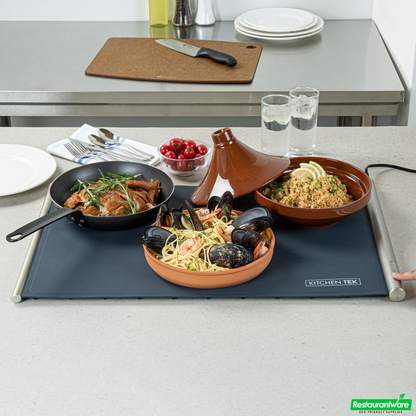 Wholesale Restaurantware Kitchen Tek Dark Blue Silicone Food Warmer Mat - 120v, Adjustable Temperature, Roll up - 26 1/4" X 16 3/4" X 1" - 1 Count Box- Bulk