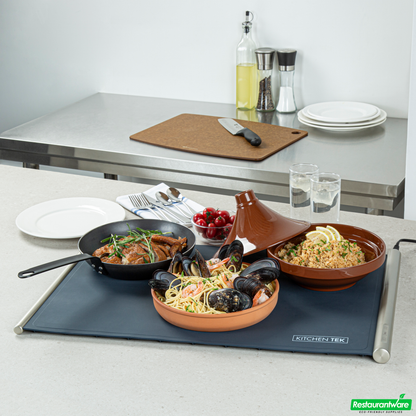 Wholesale Restaurantware Kitchen Tek Dark Blue Silicone Food Warmer Mat - 120v, Adjustable Temperature, Roll up - 26 1/4" X 16 3/4" X 1" - 1 Count Box- Bulk