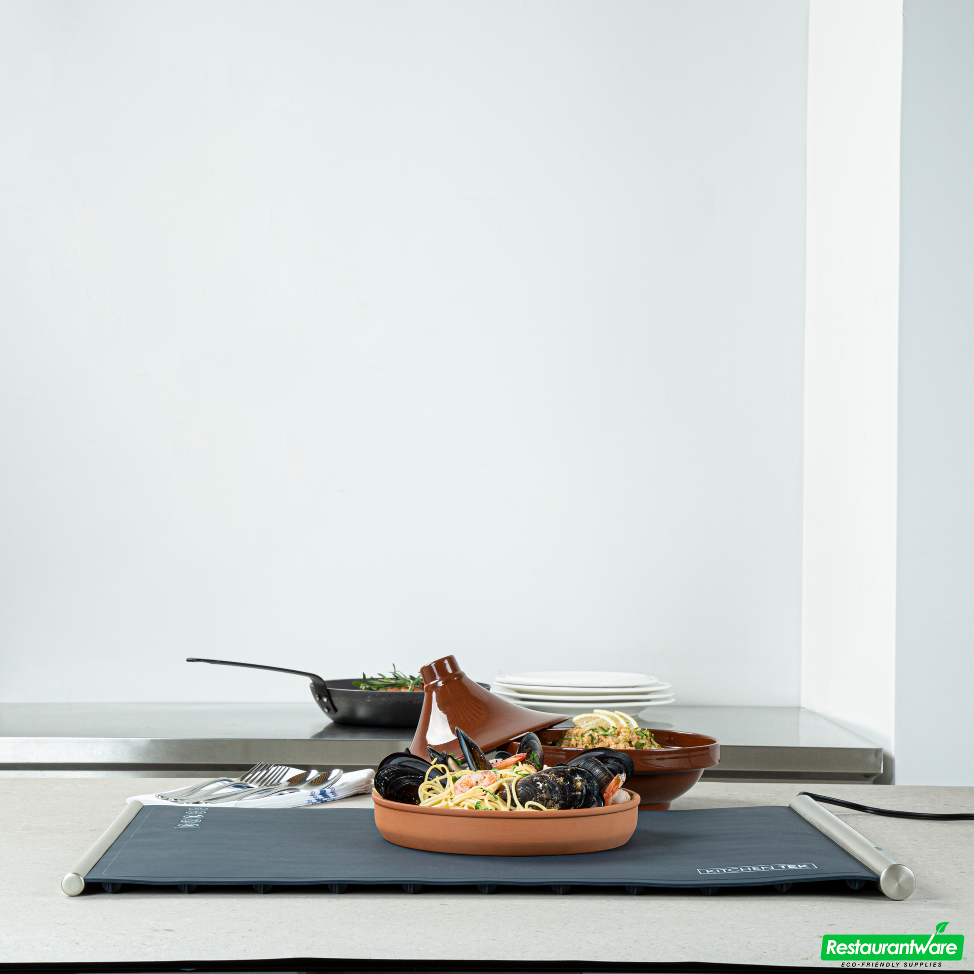 Wholesale Restaurantware Kitchen Tek Dark Blue Silicone Food Warmer Mat - 120v, Adjustable Temperature, Roll up - 26 1/4" X 16 3/4" X 1" - 1 Count Box- Bulk