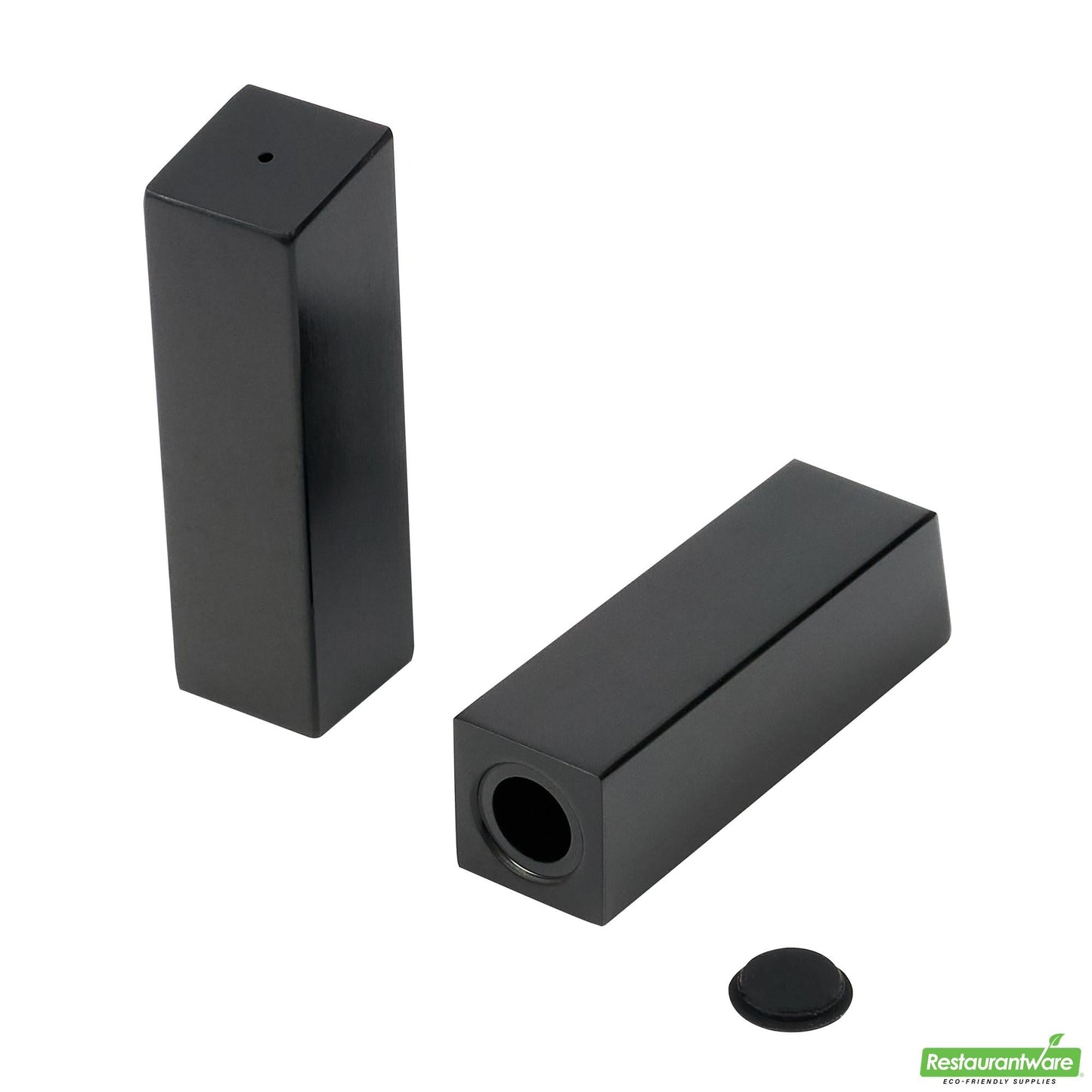 Wholesale Restaurantware 2 Oz Black Stainless Steel Rectangular Salt and Pepper Shaker Set - 1" X 1" X 3 1/4" - 1 Count Box- Bulk