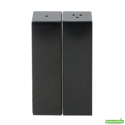 Wholesale Restaurantware 2 Oz Black Stainless Steel Rectangular Salt and Pepper Shaker Set - 1" X 1" X 3 1/4" - 1 Count Box- Bulk