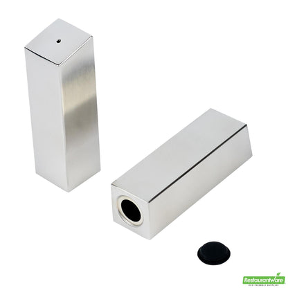 Wholesale Restaurantware 2 Oz Sliver Stainless Steel Rectangular Salt and Pepper Shaker Set - 1" X 1" X 3 1/4" - 1 Count Box- Bulk