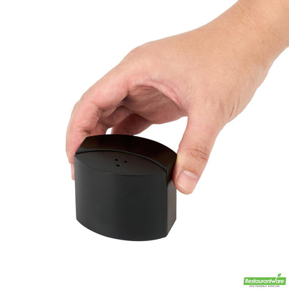 Wholesale Restaurantware 4 Oz Black Stainless Steel Embracing Salt and Pepper Shaker Set - 2.3 oz/2.1 Oz - 2 1/2" X 2" X 1 3/4" - 1 Count Box- Bulk