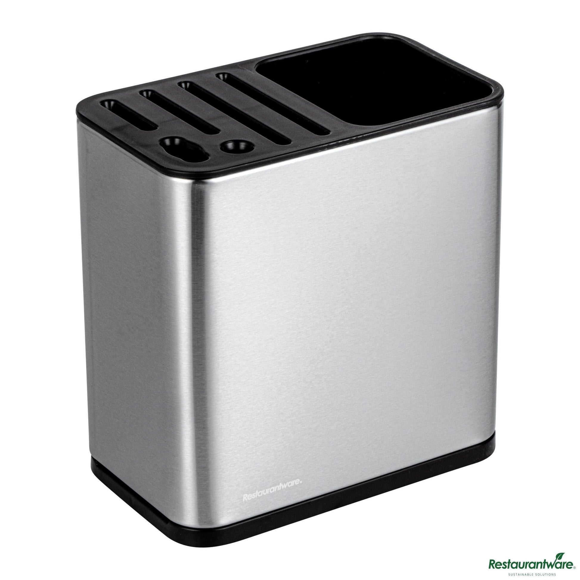 Wholesale Restaurantware Stainless Steel Knife and Utensil Holder - with Drip Tray - 7.7" X 4.6" X 7.9"- Bulk