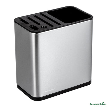 Wholesale Restaurantware Stainless Steel Knife and Utensil Holder - with Drip Tray - 7.7" X 4.6" X 7.9"- Bulk