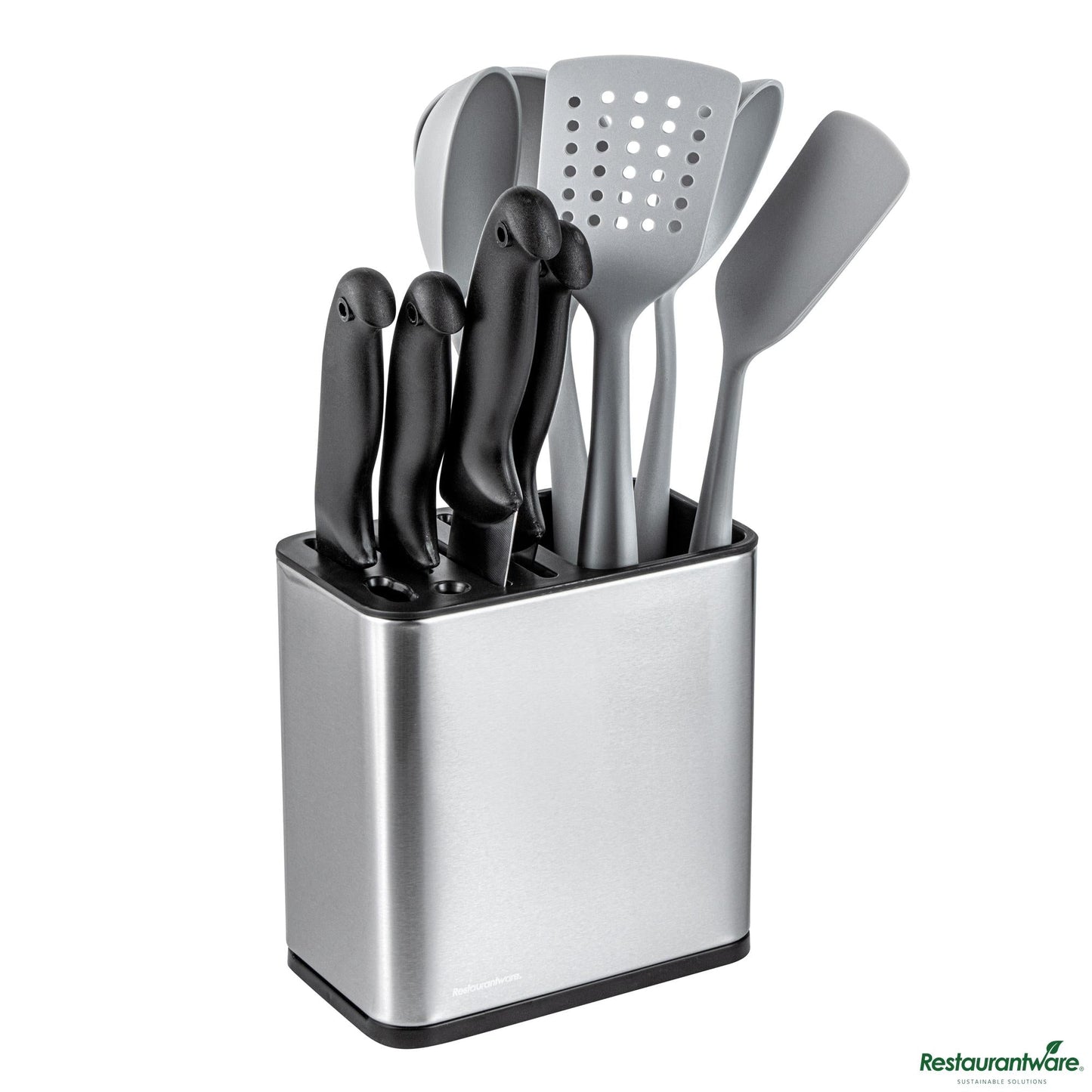 Wholesale Restaurantware Stainless Steel Knife and Utensil Holder - with Drip Tray - 7.7" X 4.6" X 7.9"- Bulk