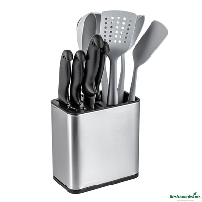 Wholesale Restaurantware Stainless Steel Knife and Utensil Holder - with Drip Tray - 7.7" X 4.6" X 7.9"- Bulk