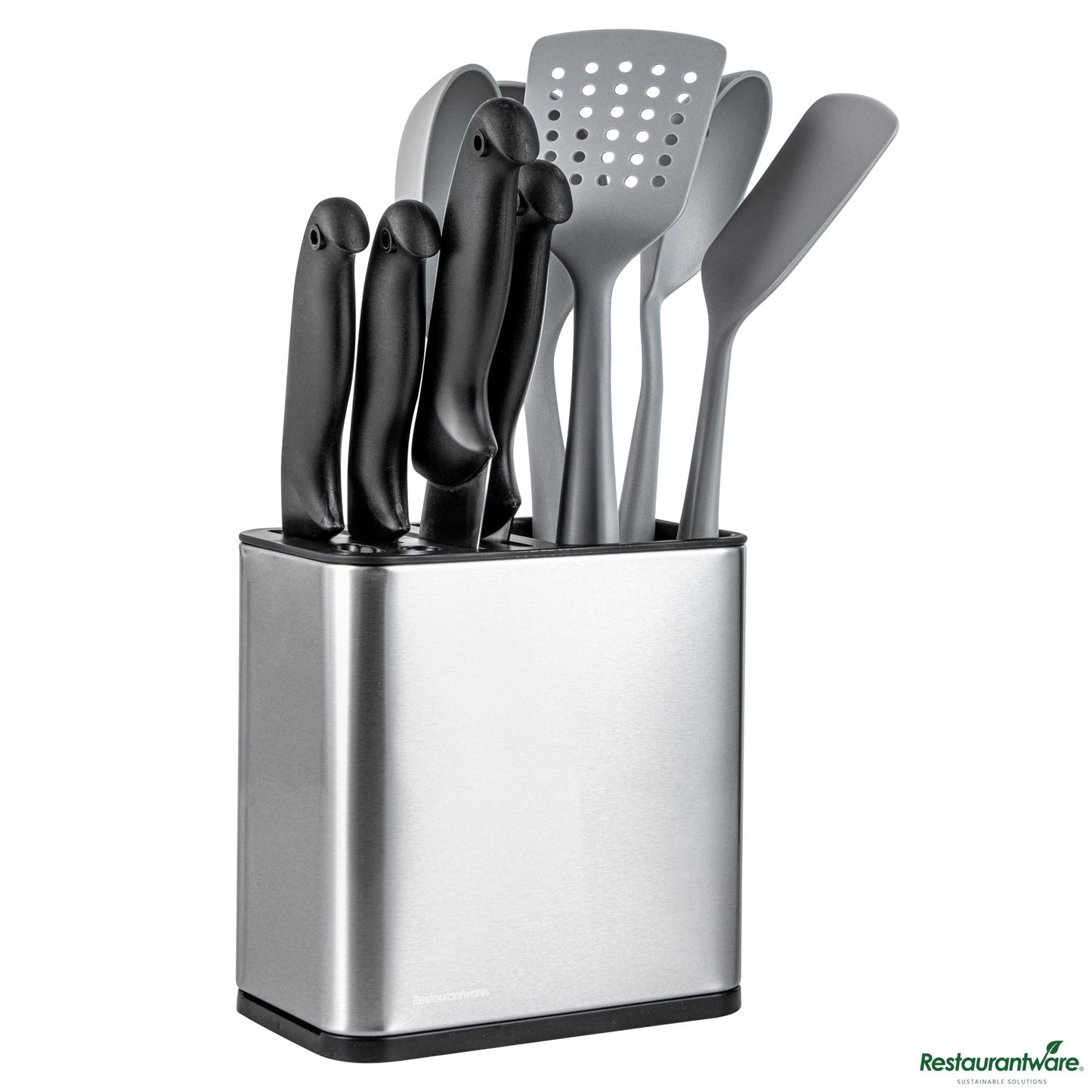 Wholesale Restaurantware Stainless Steel Knife and Utensil Holder - with Drip Tray - 7.7" X 4.6" X 7.9"- Bulk