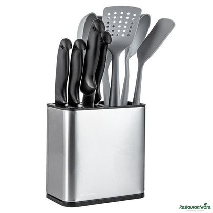 Wholesale Restaurantware Stainless Steel Knife and Utensil Holder - with Drip Tray - 7.7" X 4.6" X 7.9"- Bulk