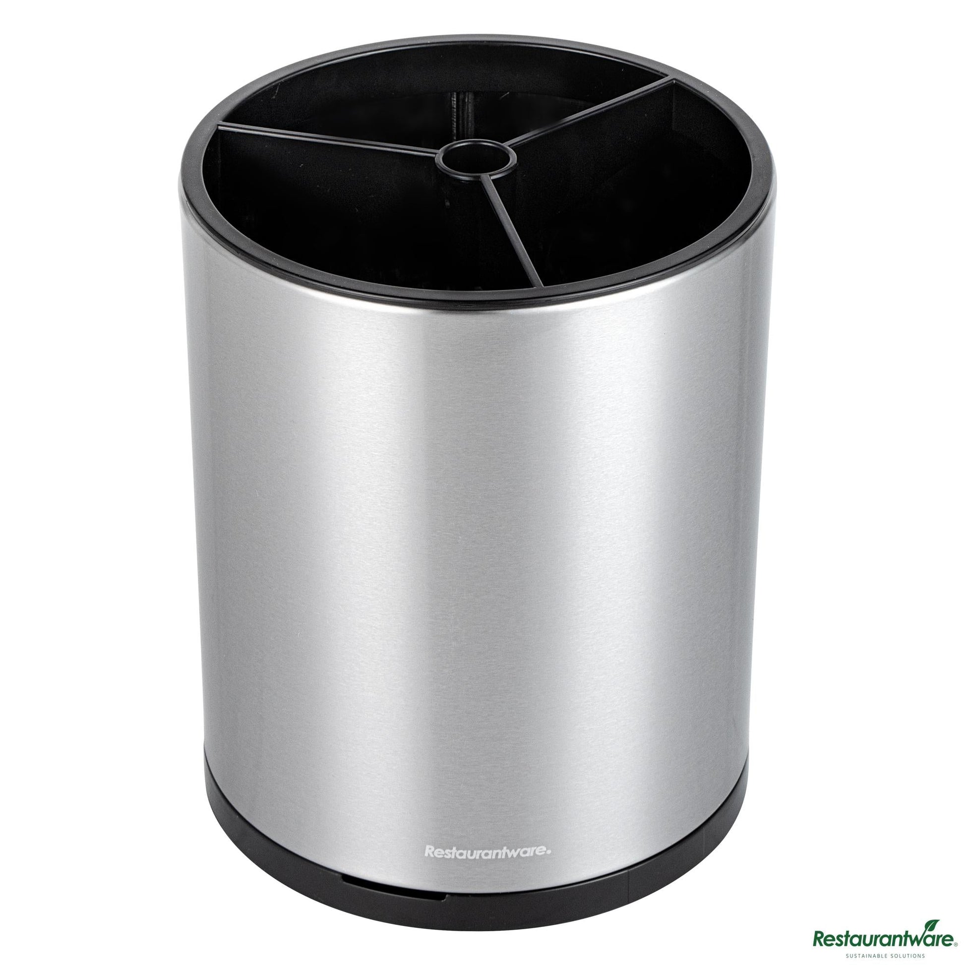 Wholesale Restaurantware Stainless Steel Utensil Holder - 3 Compartments, Rotating - 6.3" X 6.3" X 8"- Bulk