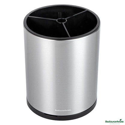 Wholesale Restaurantware Stainless Steel Utensil Holder - 3 Compartments, Rotating - 6.3" X 6.3" X 8"- Bulk