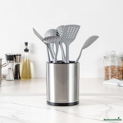 Wholesale Restaurantware Stainless Steel Utensil Holder - 3 Compartments, Rotating - 6.3" X 6.3" X 8"- Bulk