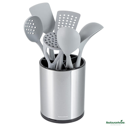 Wholesale Restaurantware Stainless Steel Utensil Holder - 3 Compartments, Rotating - 6.3" X 6.3" X 8"- Bulk