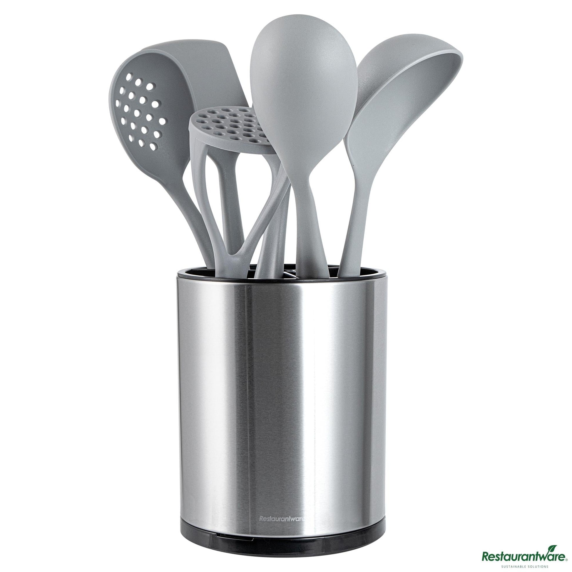 Wholesale Restaurantware Stainless Steel Utensil Holder - 3 Compartments, Rotating - 6.3" X 6.3" X 8"- Bulk