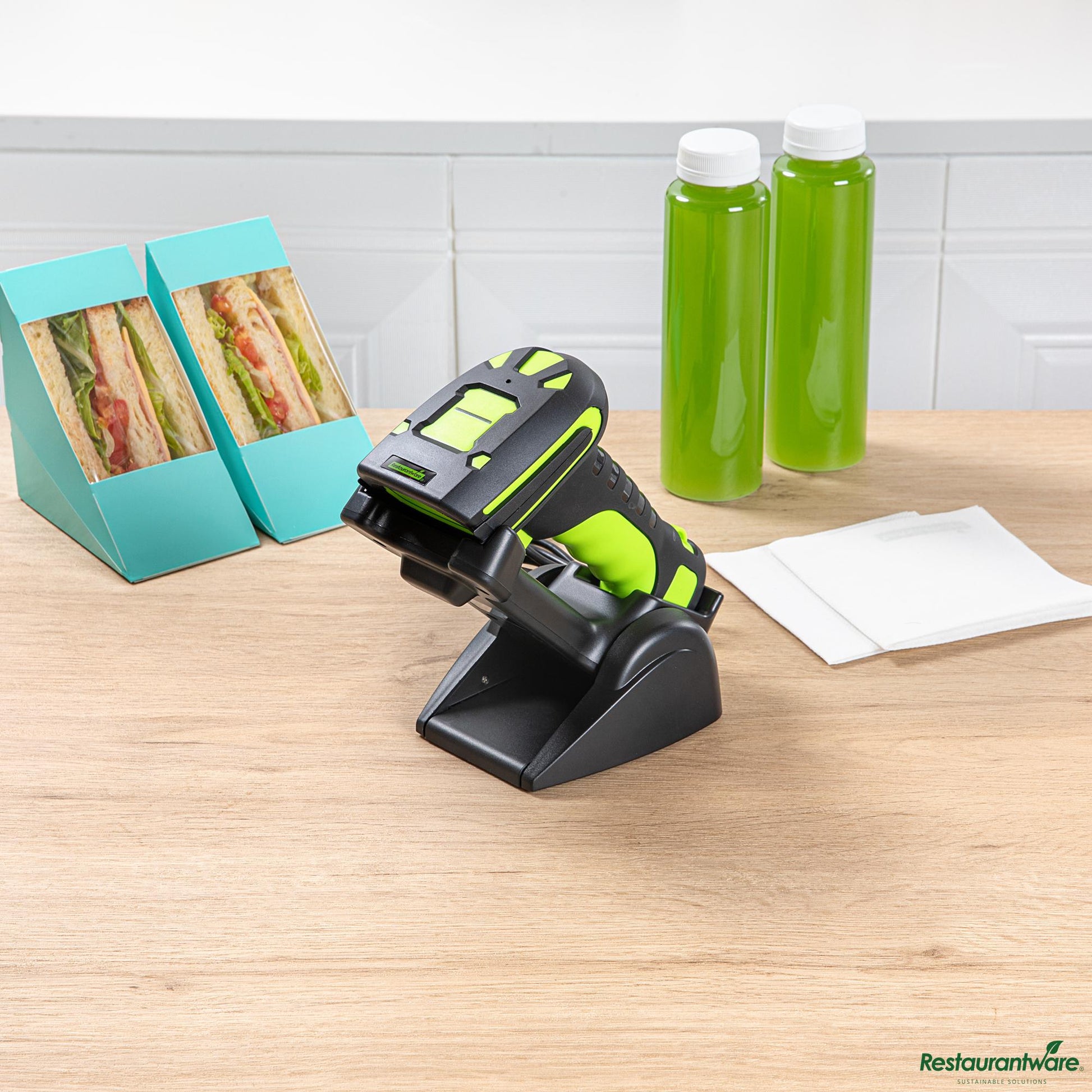 Wholesale Restaurantware Black and Green Wireless Scanner Kit - Ultra-Rugged - 8.5" X 8" X 3.4"- Bulk