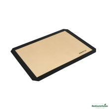 Wholesale Restaurantware Rectangle Tan and Black Silicone Half Size Baking Mat - Ultra Durable - 11.8" X 15.7" X 0.03"- Bulk