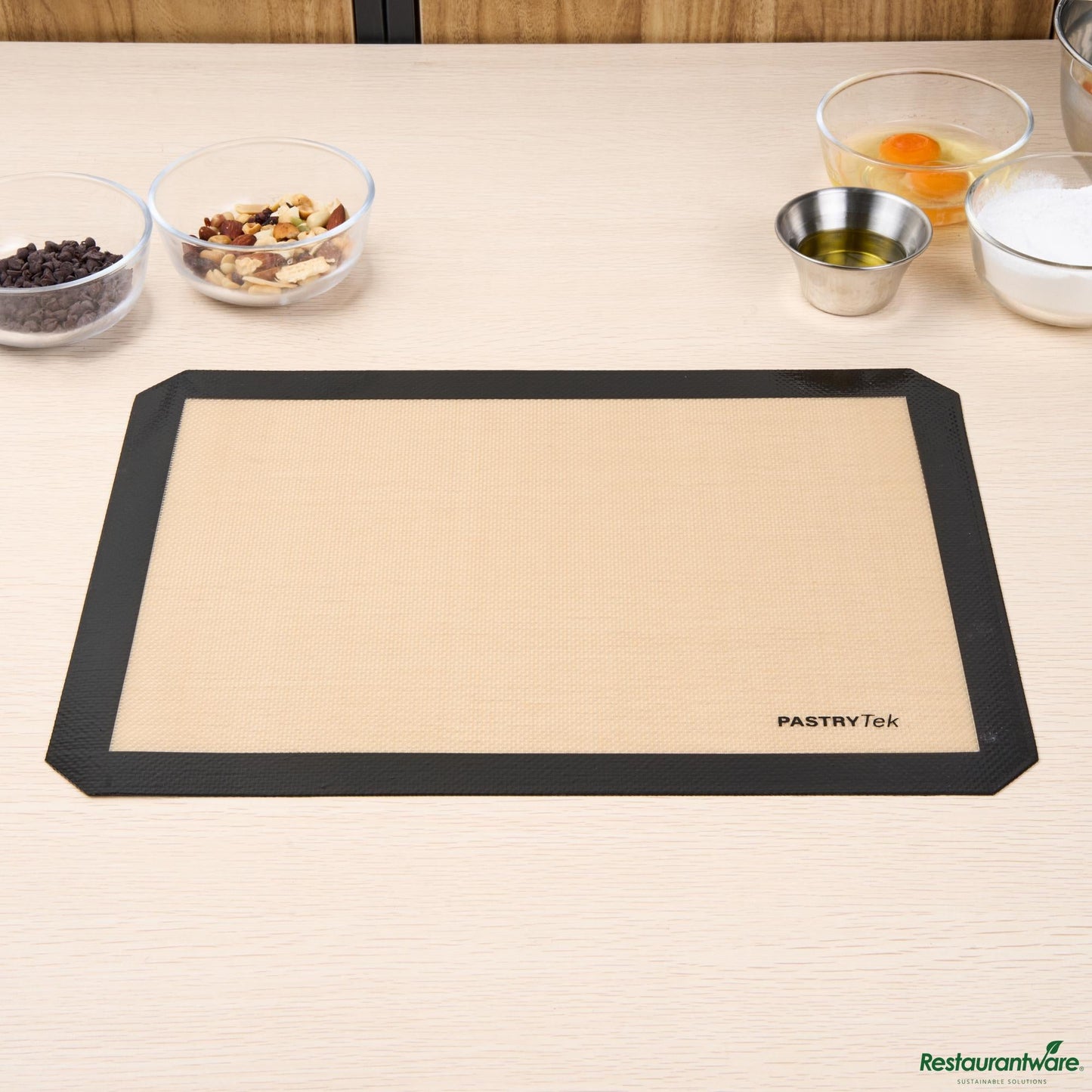 Wholesale Restaurantware Rectangle Tan and Black Silicone Half Size Baking Mat - Ultra Durable - 11.8" X 15.7" X 0.03"- Bulk