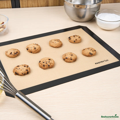 Wholesale Restaurantware Rectangle Tan and Black Silicone Half Size Baking Mat - Ultra Durable - 11.8" X 15.7" X 0.03"- Bulk
