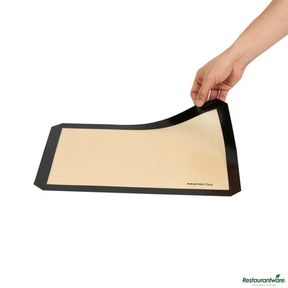Wholesale Restaurantware Rectangle Tan and Black Silicone Half Size Baking Mat - Ultra Durable - 11.8" X 15.7" X 0.03"- Bulk