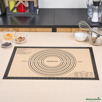 Wholesale Restaurantware Rectangle Tan and Black Silicone Full Size Baking Mat - 15.7" X 23.6" X 0.03"- Bulk
