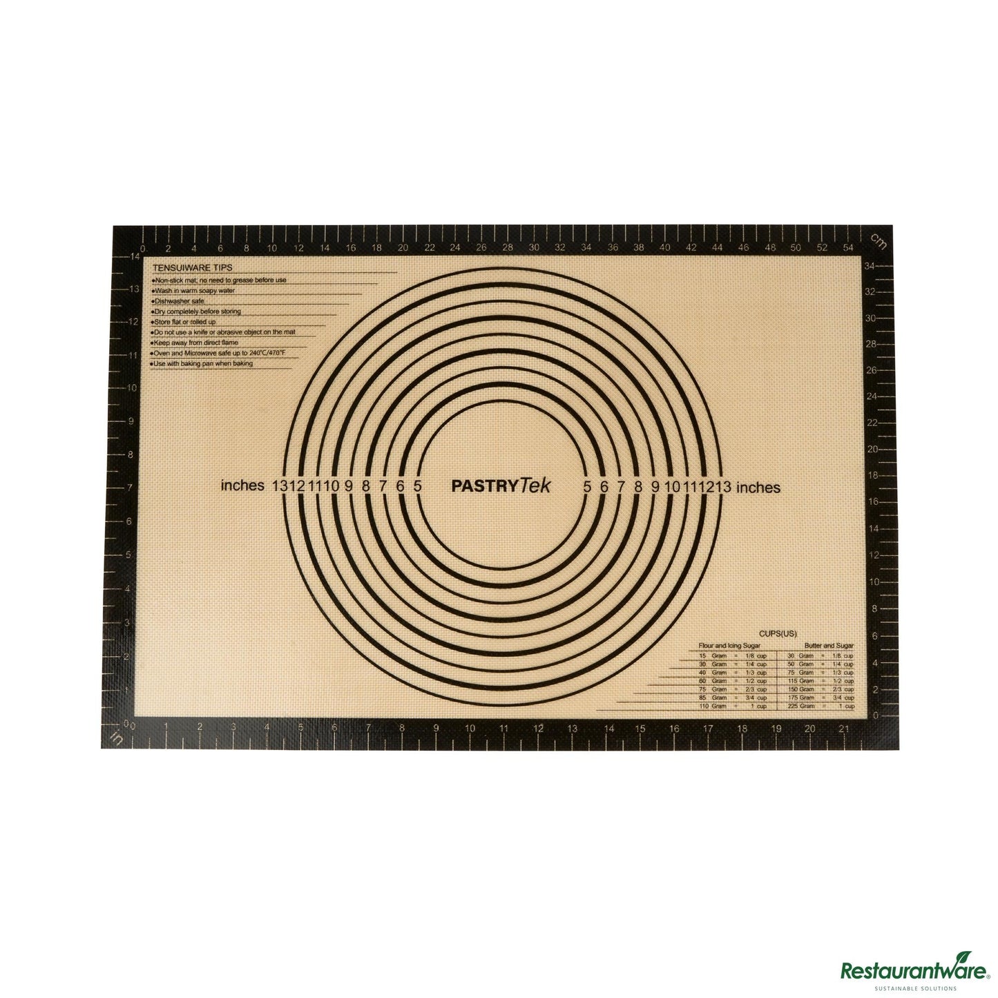 Wholesale Restaurantware Rectangle Tan and Black Silicone Full Size Baking Mat - 15.7" X 23.6" X 0.03"- Bulk