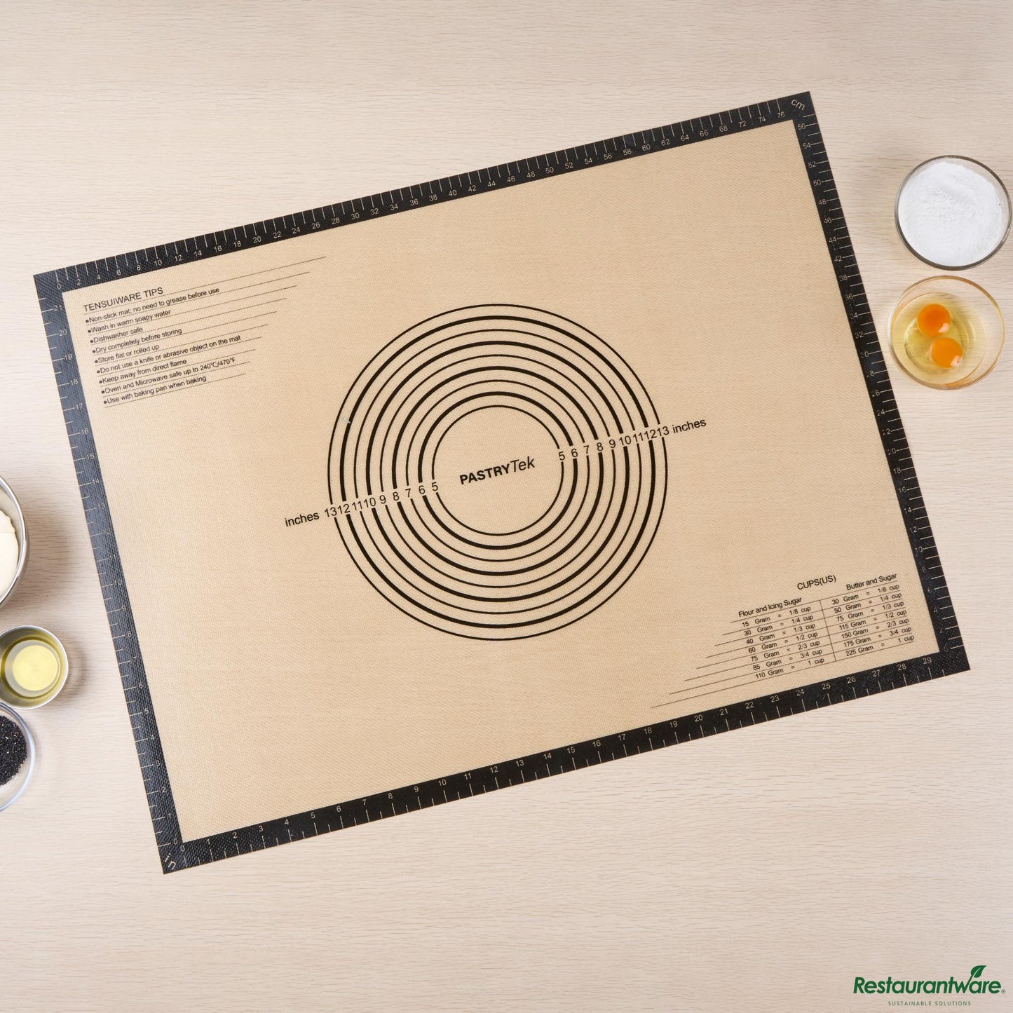 Wholesale Restaurantware Rectangle Tan and Black Silicone Extra Large Baking Mat - 23.6" X 31.5" X 0.03"- Bulk