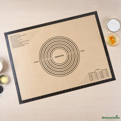 Wholesale Restaurantware Rectangle Tan and Black Silicone Extra Large Baking Mat - 23.6" X 31.5" X 0.03"- Bulk