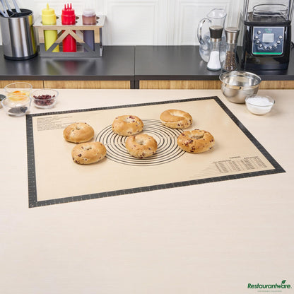 Wholesale Restaurantware Rectangle Tan and Black Silicone Extra Large Baking Mat - 23.6" X 31.5" X 0.03"- Bulk